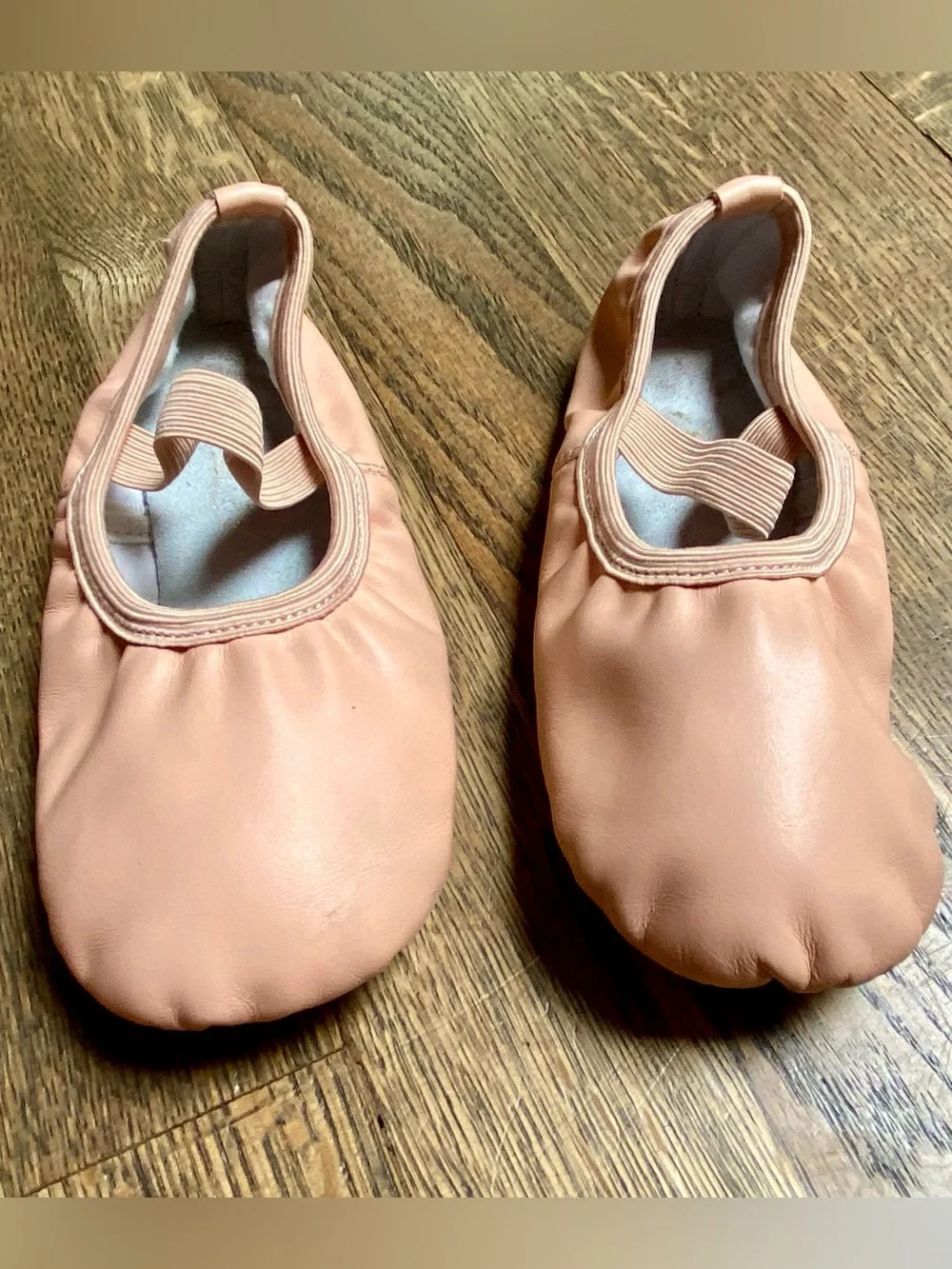 Girls Leather Pink/nude Ballet Flats with Elastic Strap